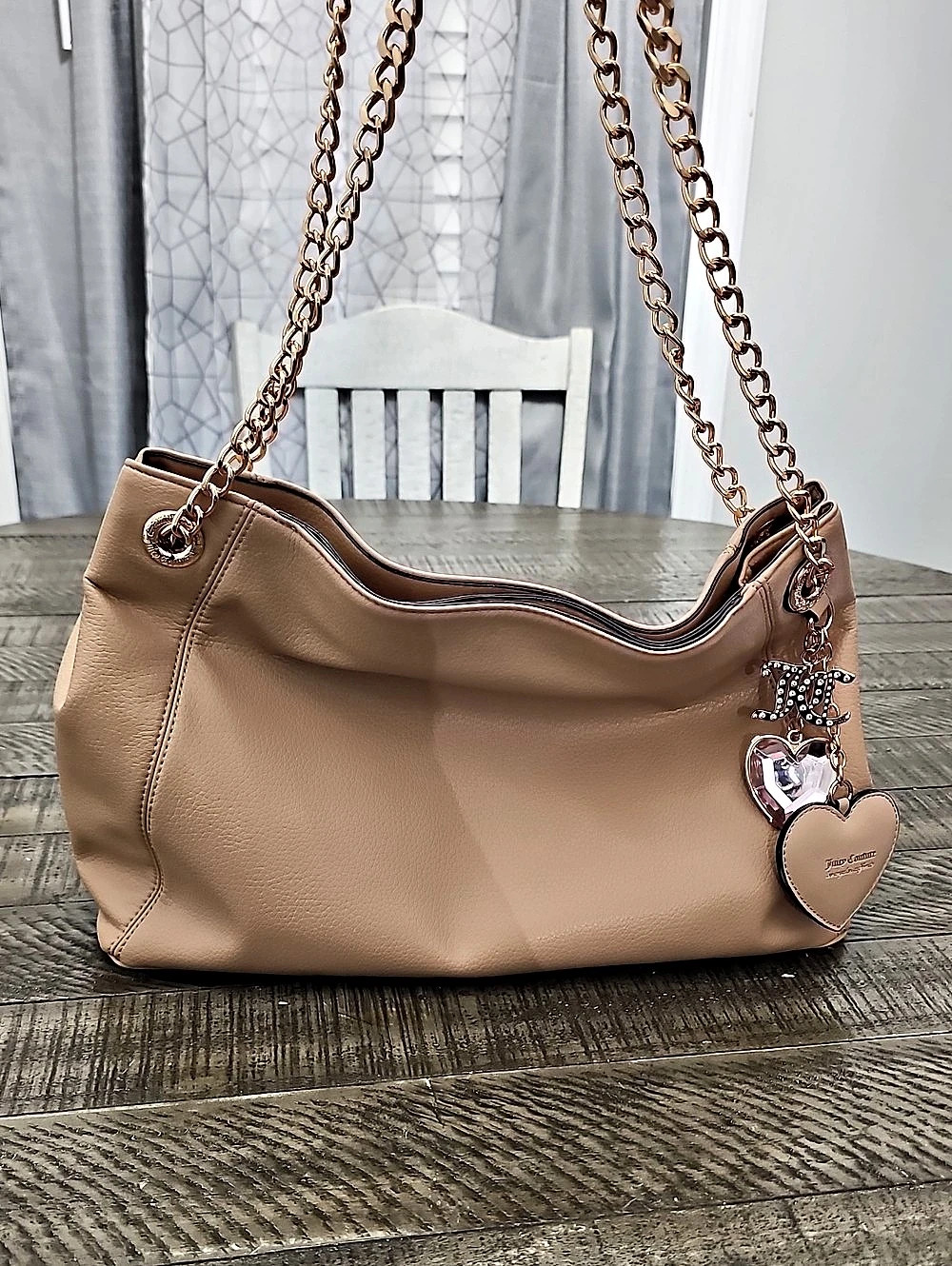 Juicy Couture Shoulder Bag with Chain Strap in Tan Good Condition